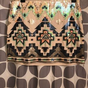 Express small Aztec sequin skirt
